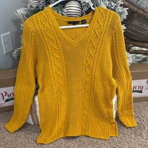JEANNE PIERRE V-Neck Mustard Sweater